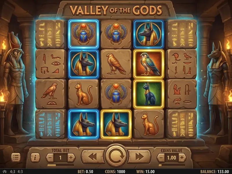 Valley of the Gods Slot Spieloberfläche