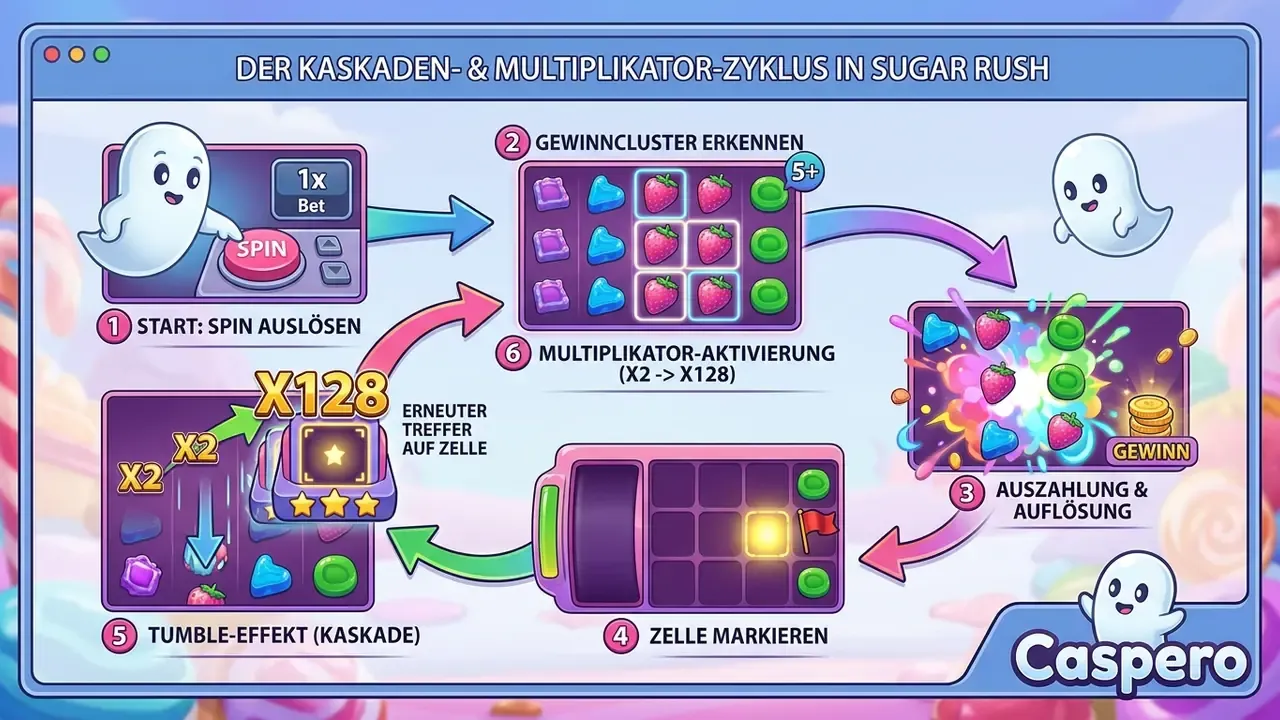 sugar rush slot kaskaden mechanik